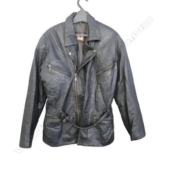 VINTAGE BLACK LEATHER JACKET, MADE IN PAKISTAN