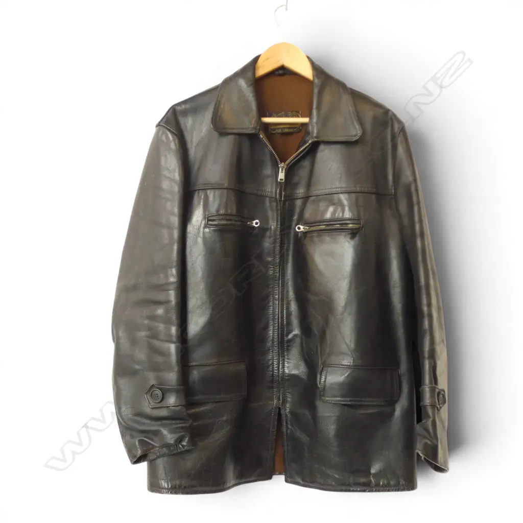 VINTAGE FRENCH BLACK LEATHER JACKET Image 1++