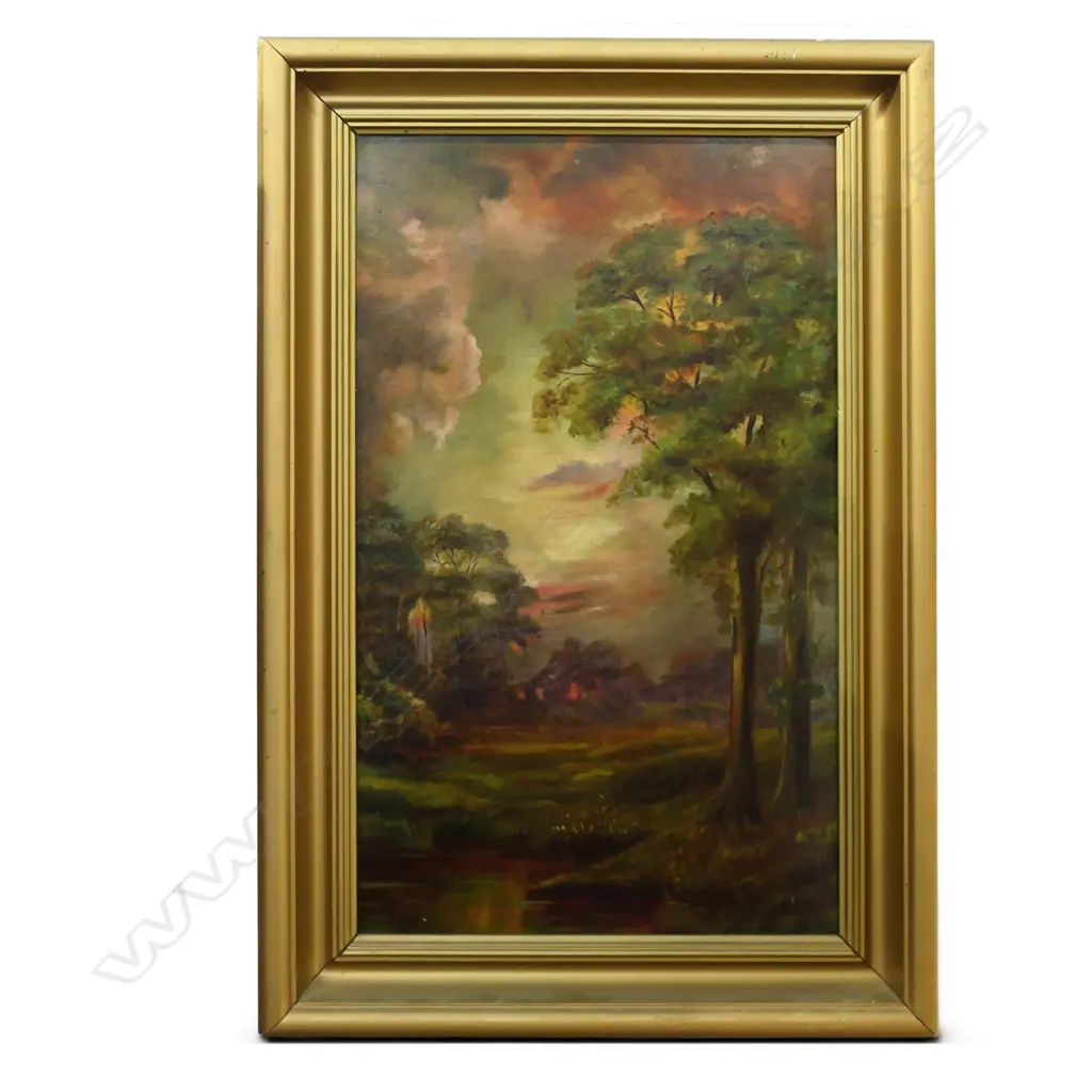ARTIST UNKNOWN, FOREST CLEARING, OIL ON BOARD, 525x315mm Image 1++