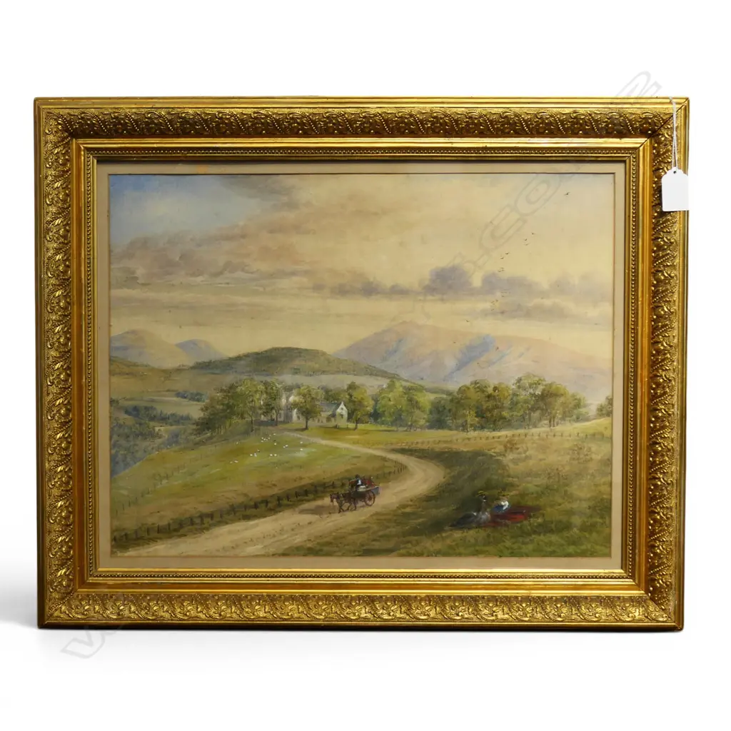 19TH C. ENGLISH SCHOOL, COUNTRY HOUSE, WATERCOLOUR, UNSIGNED, 330 X 450mm Image 1++