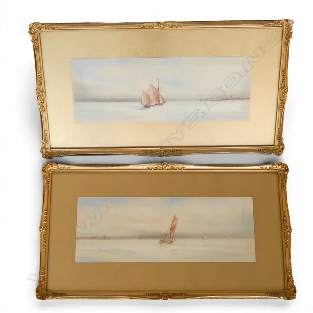 GARMAN MORRIS, 2 MARINE WATERCOLOURS, 135x375mm Image 1++
