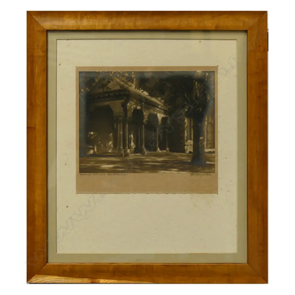GEORGE CHANCE, MUSEUM ENTRANCE CHRISTCHURCH, SILVER GELATIN PRINT silver morroring damage, 205x220mm Image 1++