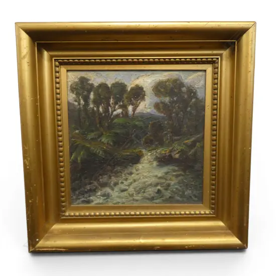 ARTIST UNKNOWN, RURAL LANDSCAPE, OIL ON BOARD, 290 X 290mm 
