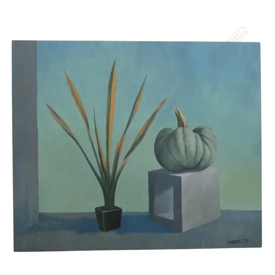 ROGER STAPLES, 'PUMPKIN & FLAX'  1997, OIL ON CANVAS, 770 x 920mm