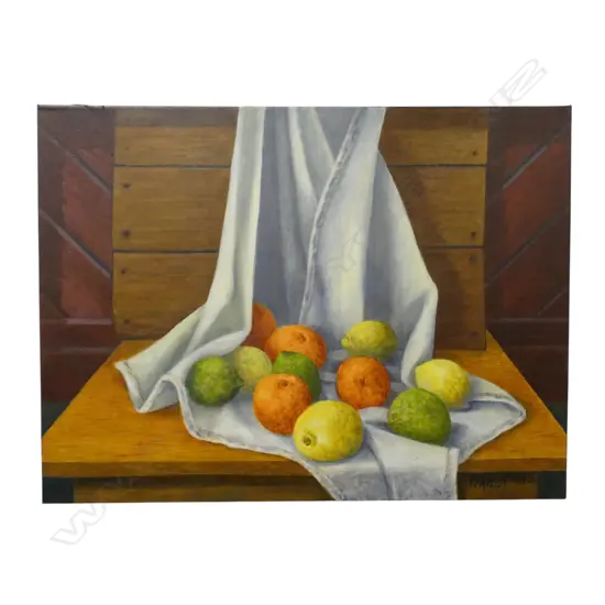 ROGER STAPLES, CITRUS STILL LIFE, OIL ON CANVAS, 460 x 610mm