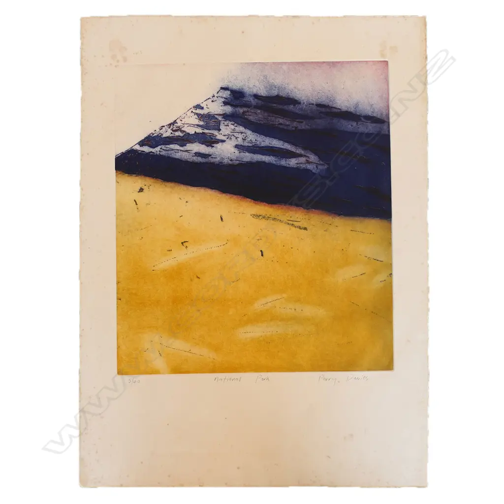 PERRY DAVIS, 'NATIONAL PARK' COLOURED ETCHING, 5/60, 750 x 550mm (extensive foxing) Image 1++