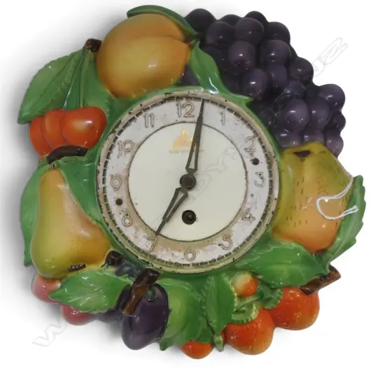 GERMAN CHINA FRUIT WALL CLOCK NO GLASS DIA290MM