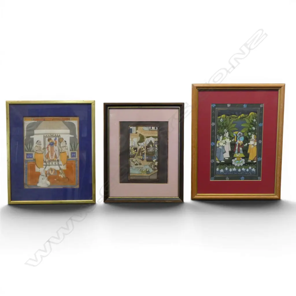 THREE INDIAN MUGHAL STYLE SCENES, 195 x 310mm (APROX) Image 1++