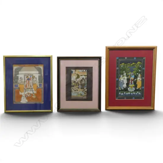 THREE INDIAN MUGHAL STYLE SCENES, 195 x 310mm (APROX)