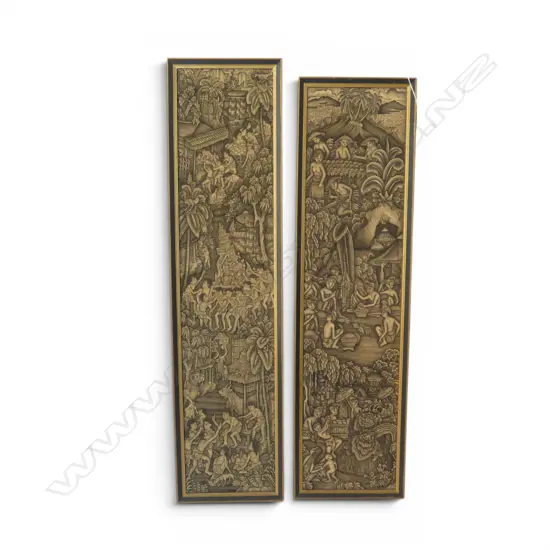 2 FRAMED BALINESE BATIK WORKS 910x200 875x205mm