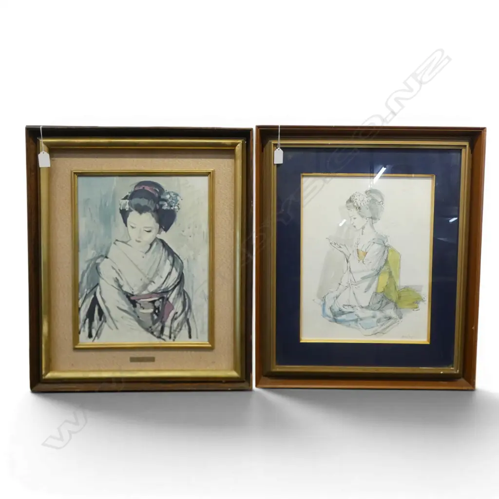 TWO FRAMED ORIENTAL PRINTS OF WOMEN 410 X 315mm Image 1++