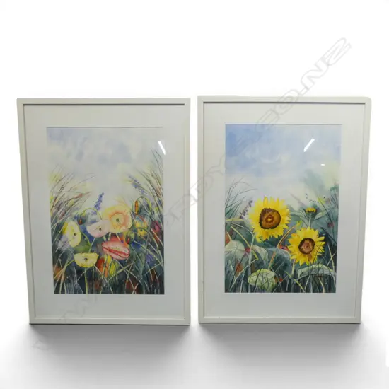 HUGH BRADING, PAIR OF FLORAL STUDIES, WATERCOLOUR, 540 X 370mm