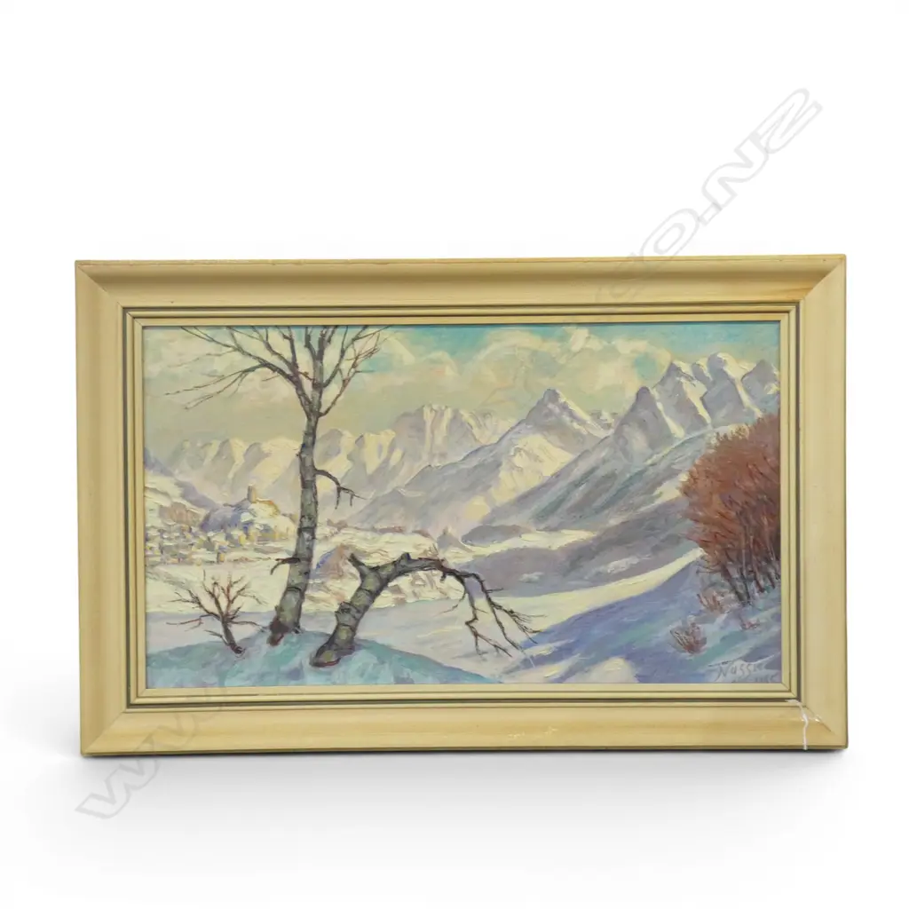 SIGNED NUSSIO, WINTER SCENE, OIL ON CANVAS, SIGNED, 350 x 630mm Image 1++