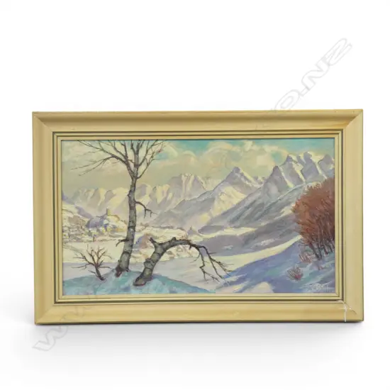 SIGNED NUSSIO, WINTER SCENE, OIL ON CANVAS, SIGNED, 350 x 630mm