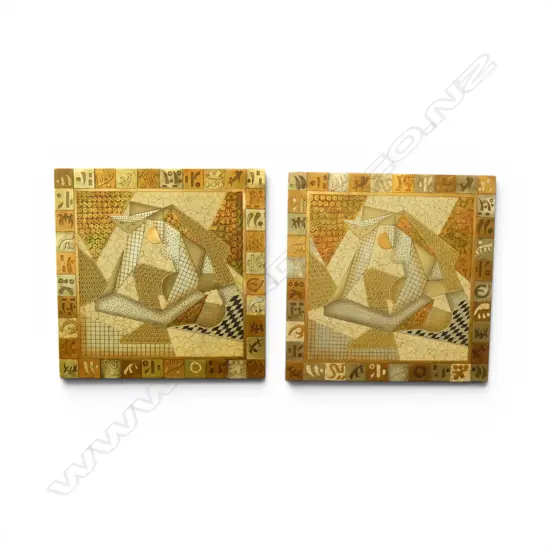 2 MIXED MEDIA ABSTRACT ARTWORKS 760x760mm