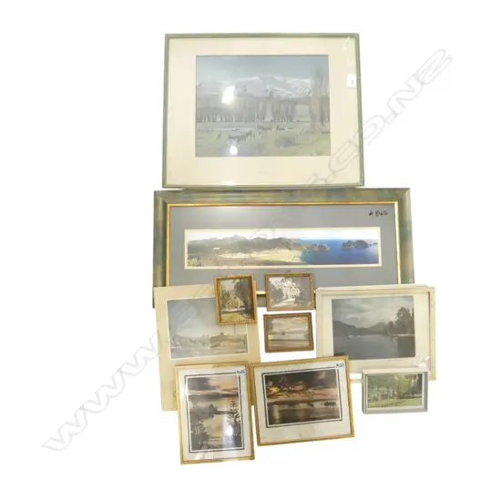 GROUP OF VINTAGE HAND COLOURED PHOTOS OF VIEWS FROM THE SOUTH ISLAND, VARIOUS SIZES