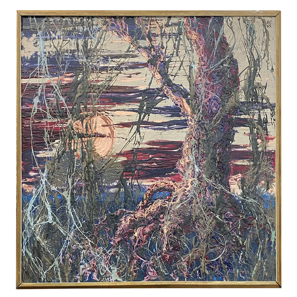 INITIALLED E.C, 'UNTITLED' 1965, ACRYLIC ON BOARD, SIGNED & DATED, 910 X 900mm Image 1++