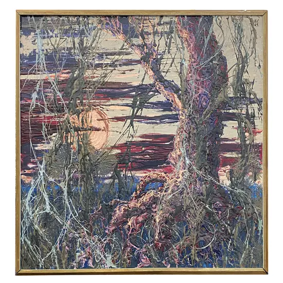 INITIALLED E.C, 'UNTITLED' 1965, ACRYLIC ON BOARD, SIGNED & DATED, 910 X 900mm