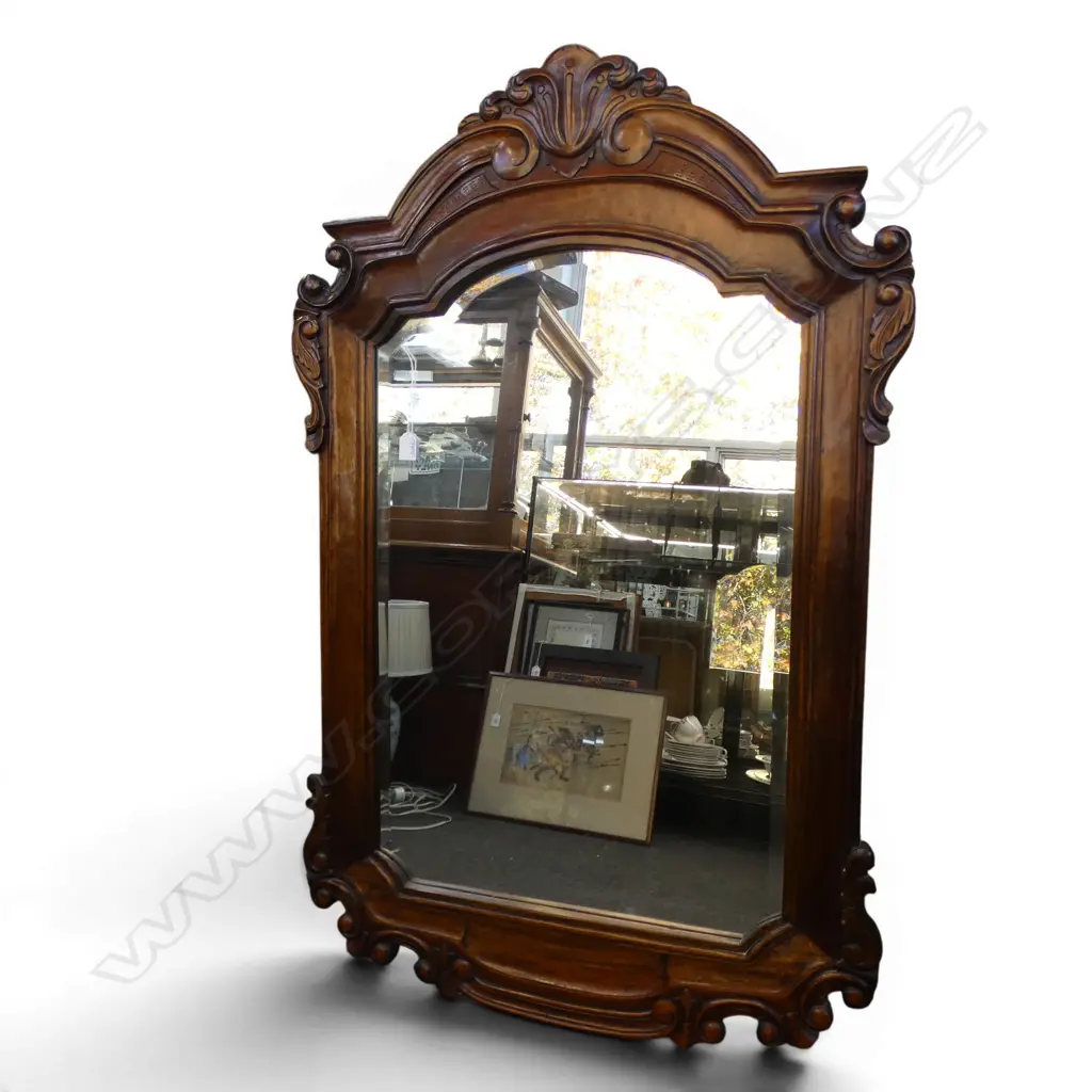 MIRROR w. CARVED MAHOGANY FRAME 1180x760mm Image 1++