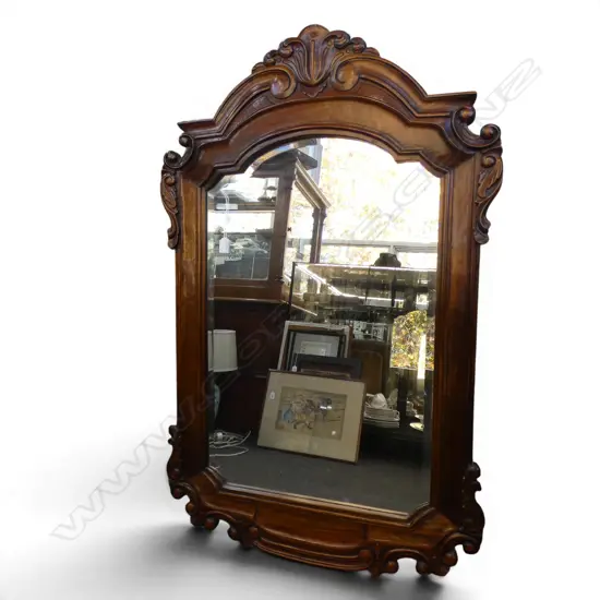 MIRROR w. CARVED MAHOGANY FRAME 1180x760mm