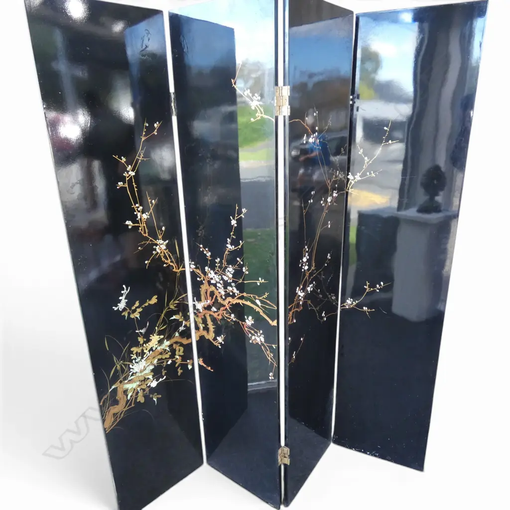 Four panel Oriental screen, each panel 1830 x 400mm Image 1++