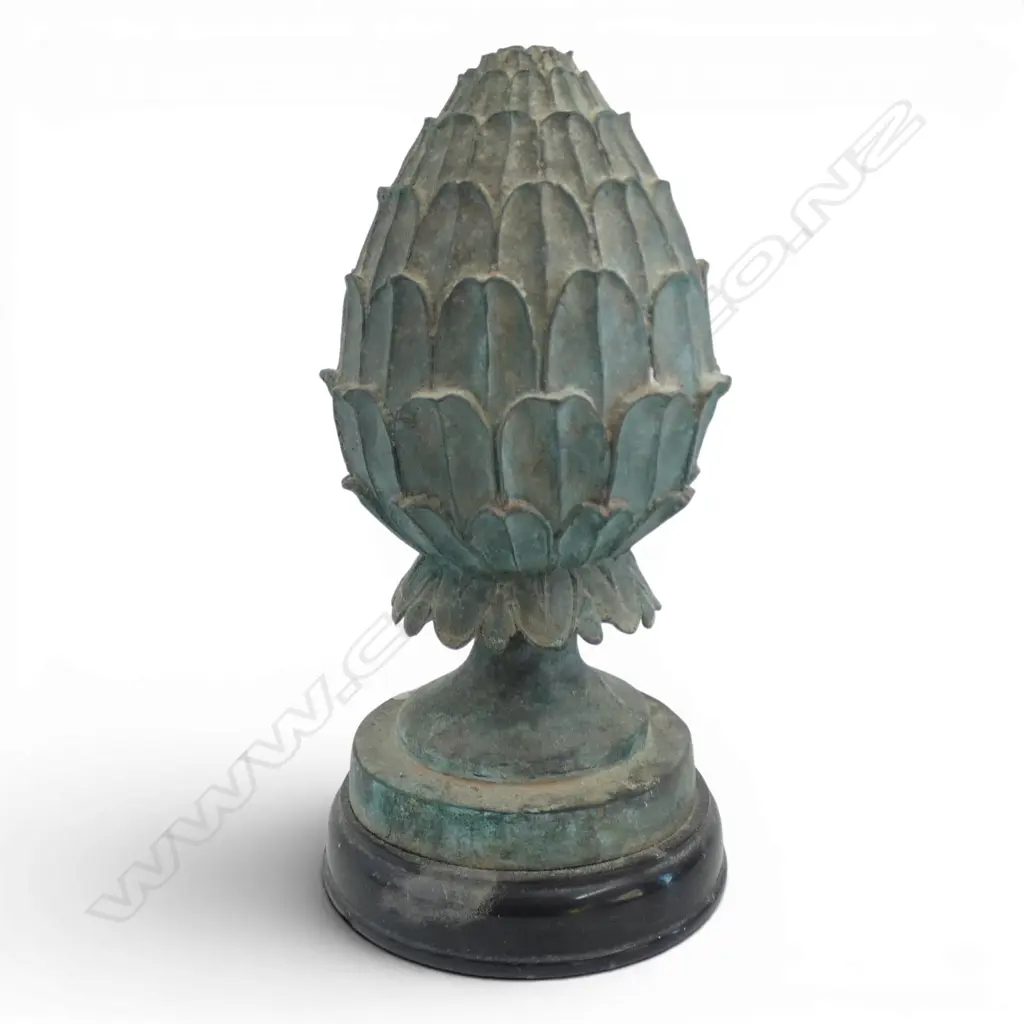 CAST BRONZE FLORAL CONE ON MARBLE BASE H370MM Image 1++