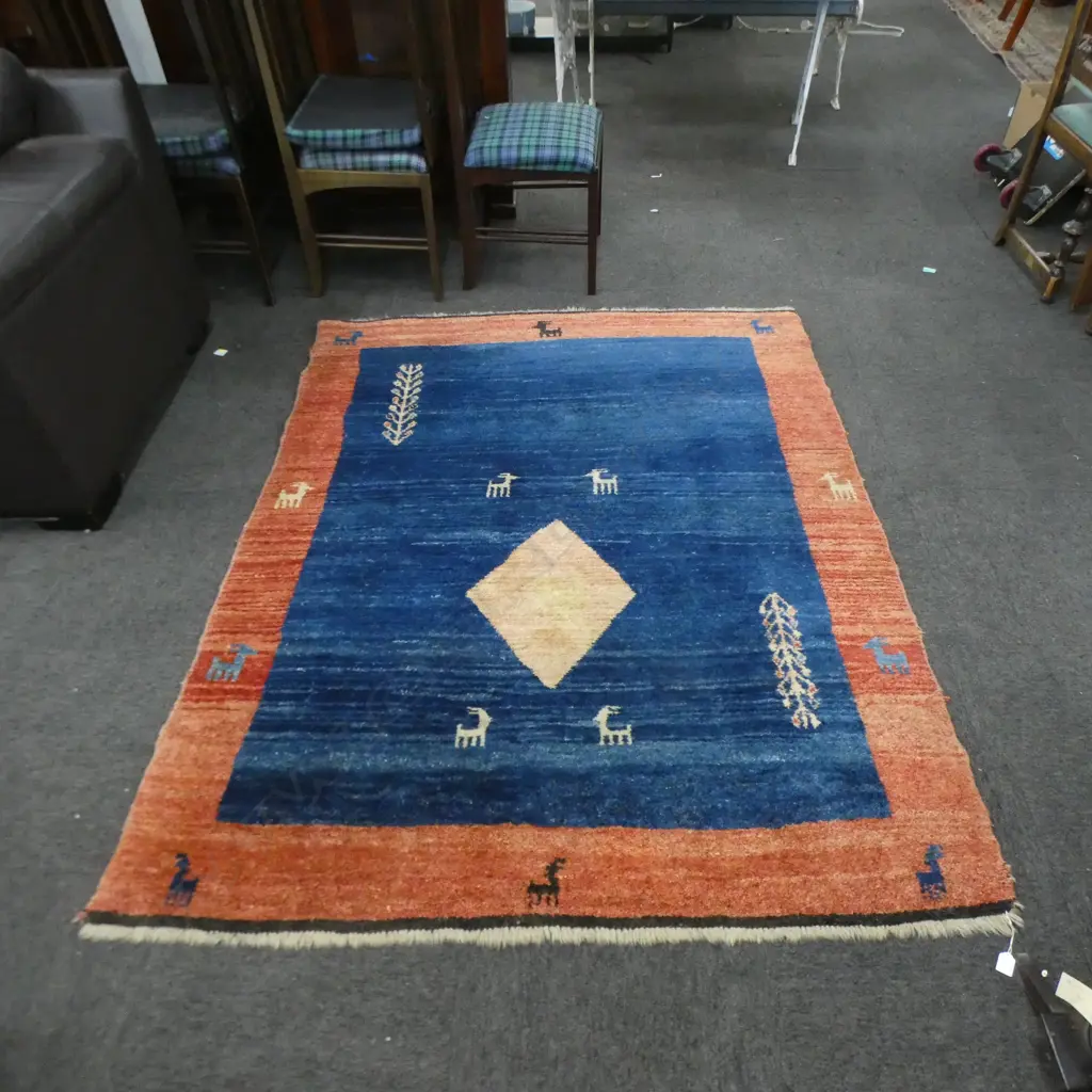 HAND KNOTTED ALL WOOL GABBEH RUG 1950x1400mm Image 1++