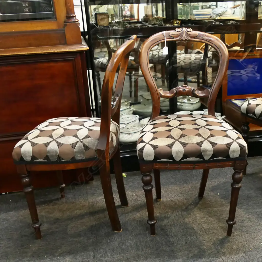 6 VICTORIAN BALLOON BACK DINING CHAIRS Image 1++