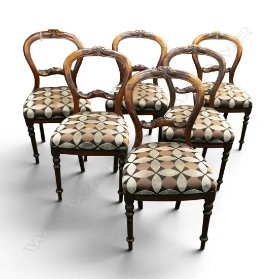 6 VICTORIAN BALLOON BACK DINING CHAIRS