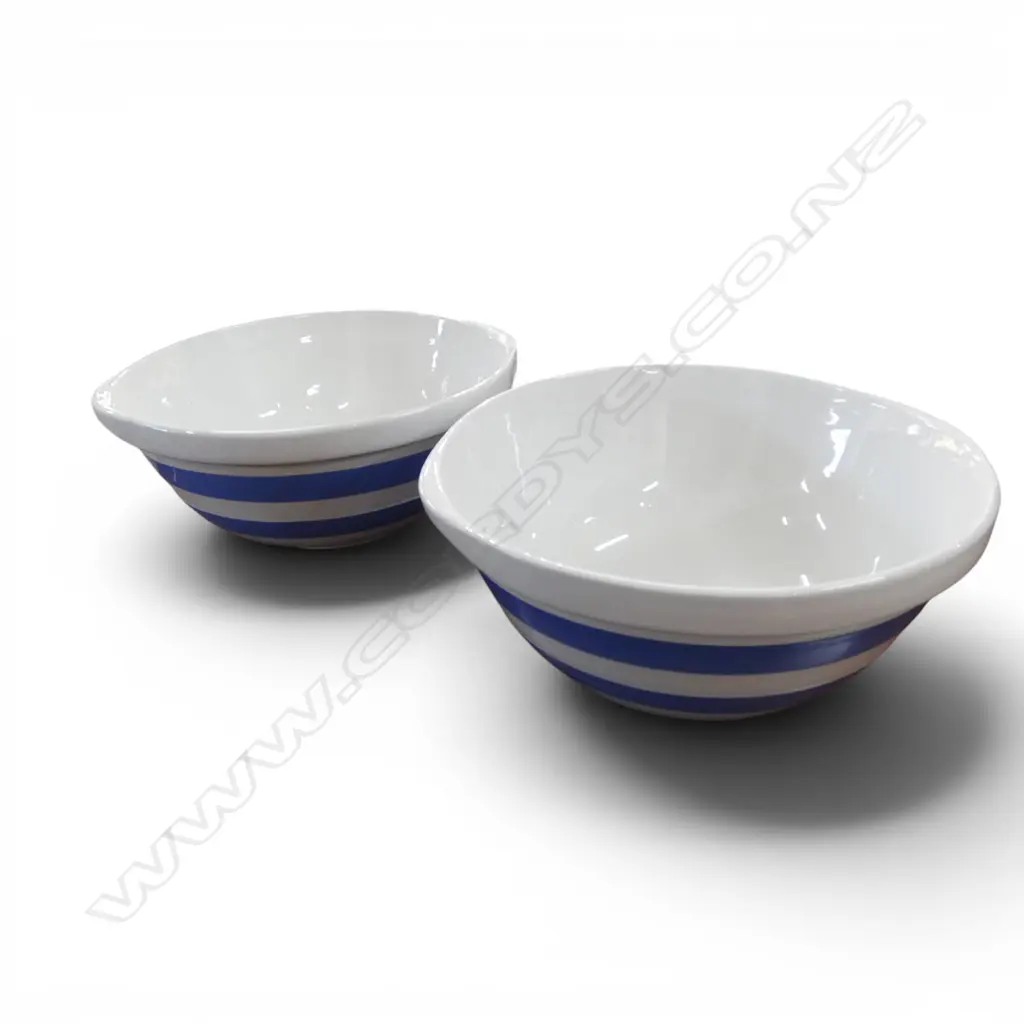 2 CORNISH WARE MIXING BOWLS 255mm dia Image 1++