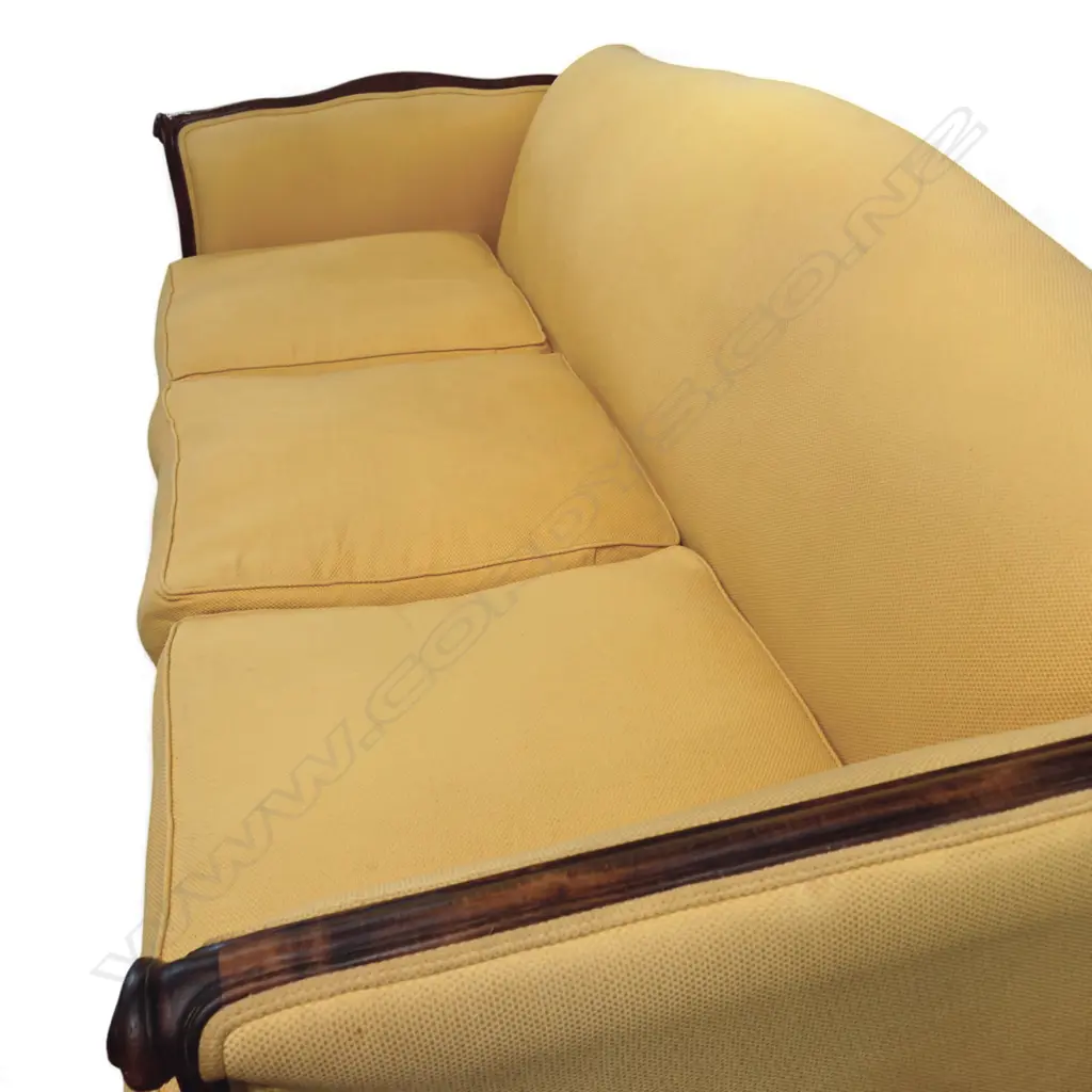 DESIGNERS COLLECTION FRENCH THREE-SEATER SETTEE, YELLOW UPHOLSTERY, FEATHER CUSHIONS 2100x1050x1000mm Image 1++