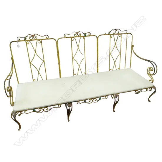 VINTAGE CONTINENTAL SOFA, WROUGHT IRON FRAME 1900x750x900mm 