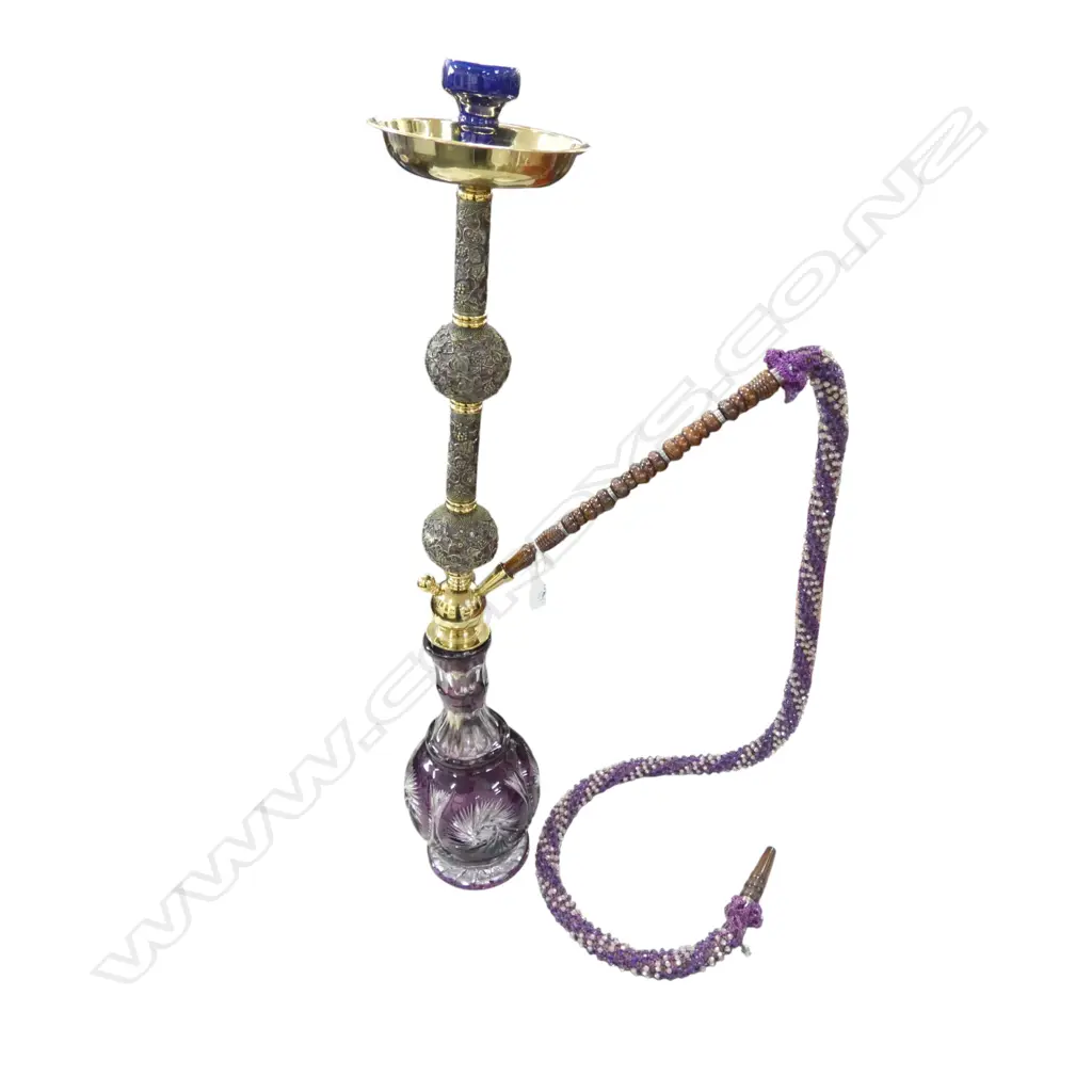 BOHEMIAN GLASS HOOKAH PIPE BLUE CERAMIC PART AF Image 1++