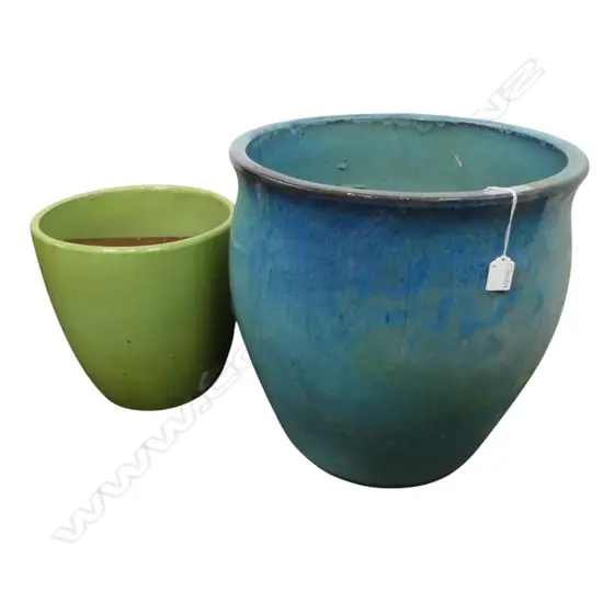 2 GLAZED CERAMIC GARDEN POTS H.445mm