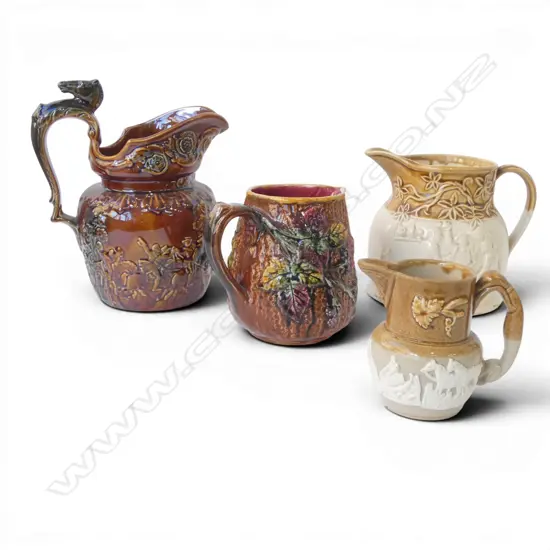 4 GLAZED CERAMIC JUGS H.240mm