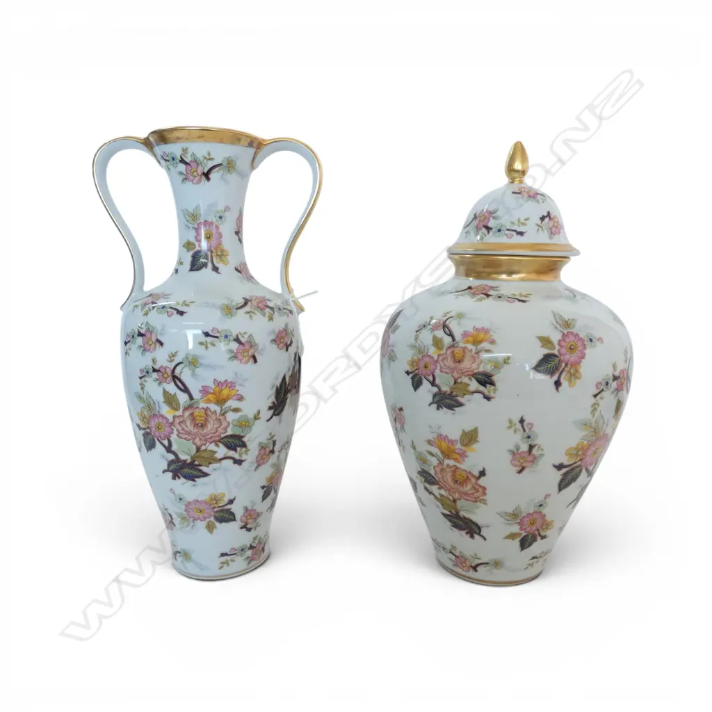 2 KPM GERMANY PORCELAIN VASES; LIDDED + URN H.350mm Image 1++
