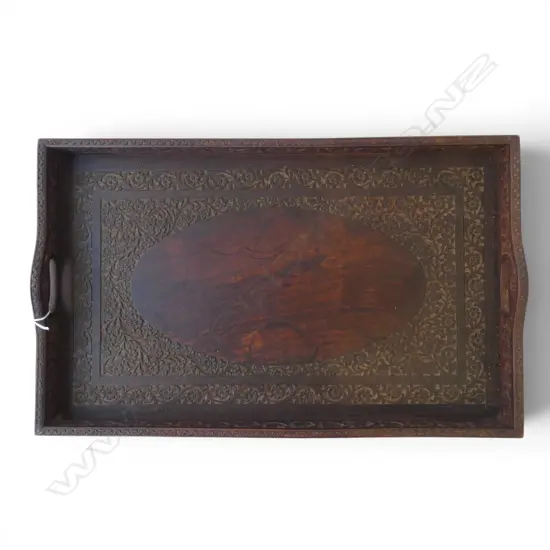 CARVED WOODEN TRAY 380x615mm