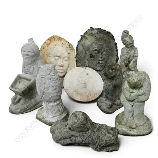 9 CAST CONCRETE GARDEN SCUPTURES