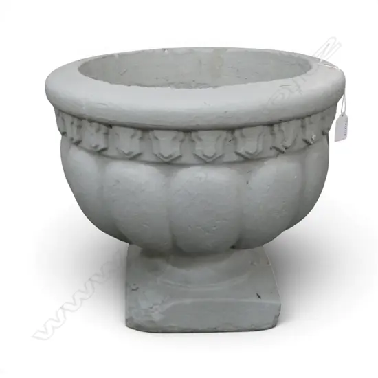 GREY PAINTED CONCRETE GARDEN PLANTER H330MM