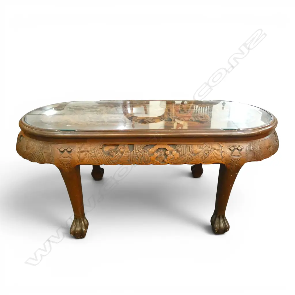 ORIENTAL COFFEE TABLE, GLASS TOP 1200x550x500mm Image 1++