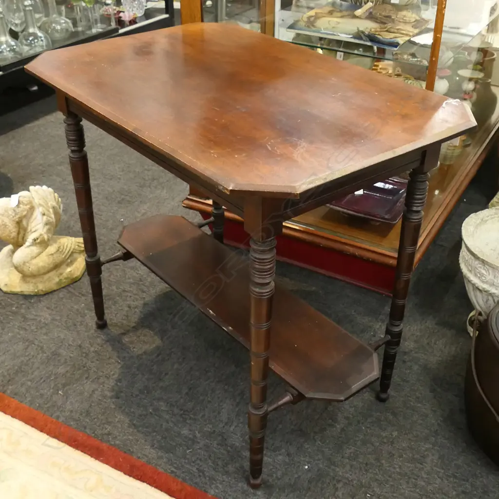 EDWARDIAN TURNED LEGGED KAURI SIDETABLE H730 L840MM Image 1++