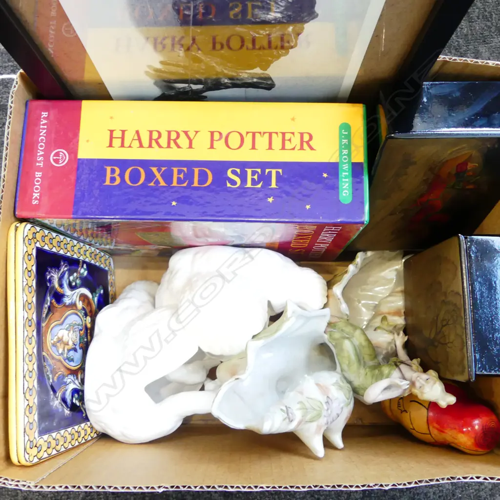 3 BOXED HARRY POTTER BOOKS, 2 SWANS, ASST. PORCELAIN ETC Image 1++