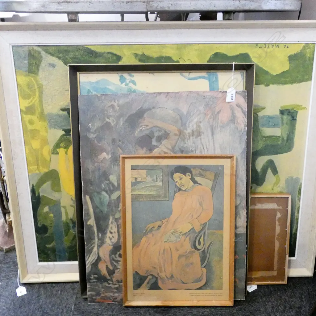 EIGHT VINTAGE GAUGUIN PRINTS - ONE UNFRAMED (VARIOUS SIZES) Image 1++