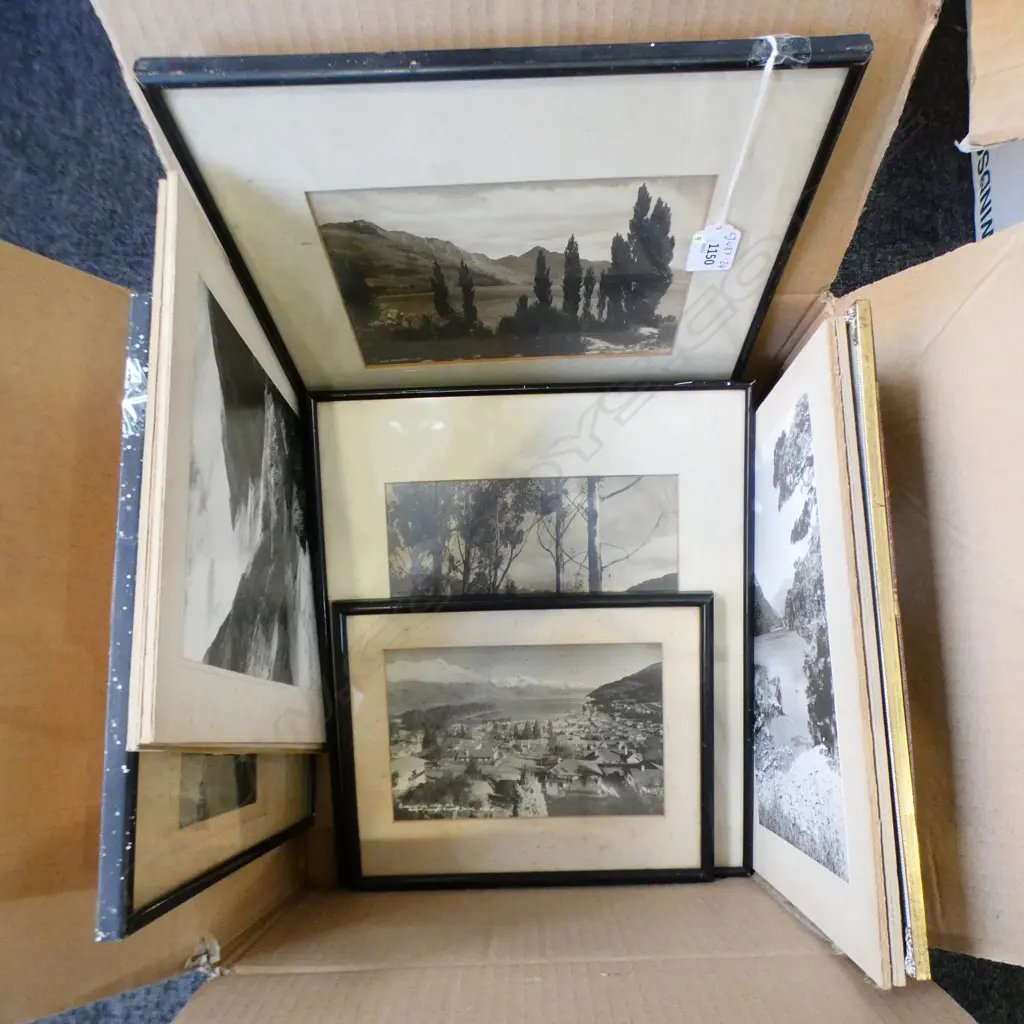 NINE EARLY VIEWS OF QUEENSTOWN AND FRANZ JOSEF GLACIER ETC, SOME U/FRAMED, 245 X 175mm (approx) - SOME FOXING Image 1++