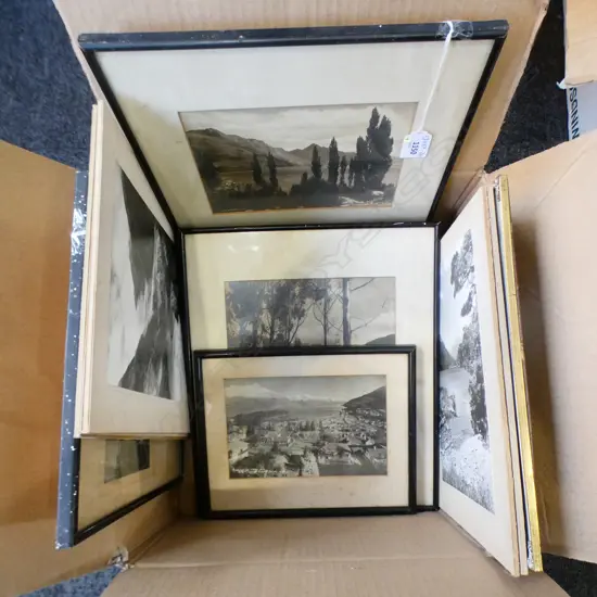 NINE EARLY VIEWS OF QUEENSTOWN AND FRANZ JOSEF GLACIER ETC, SOME U/FRAMED, 245 X 175mm (approx) - SOME FOXING