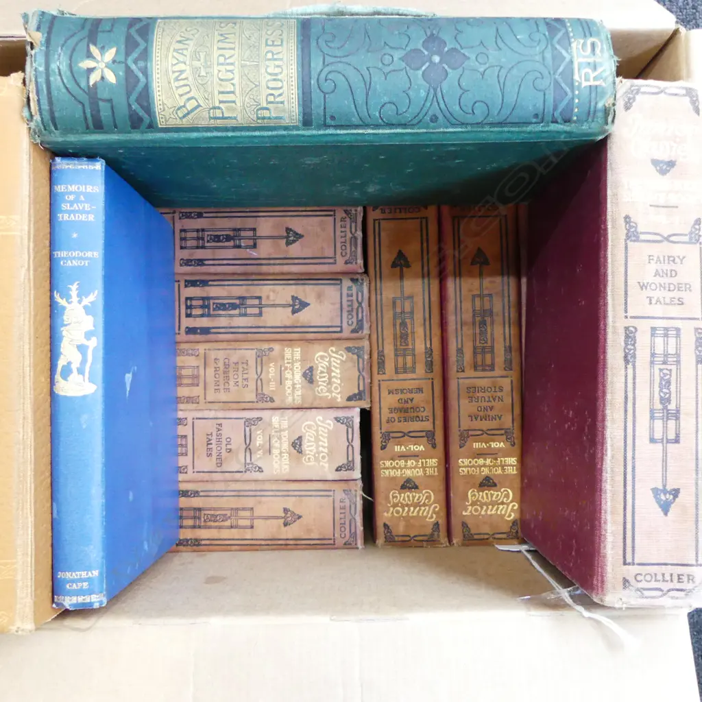 BOX OF VINTAGE BOOKS PILGRAMS PROGRESS ETC Image 1++