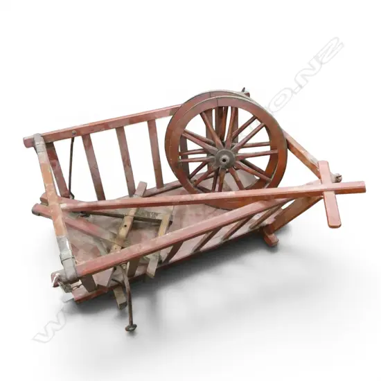 VINTAGE DOG CART disassembled, missing two wheels L.875mm