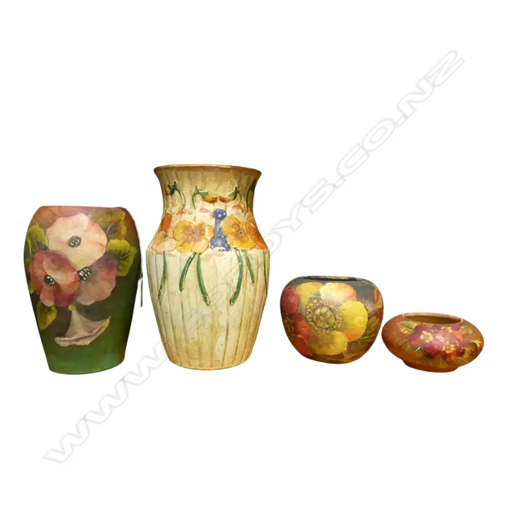 4 HAND PAINTED POTTERY VASES H230mm Image 1++