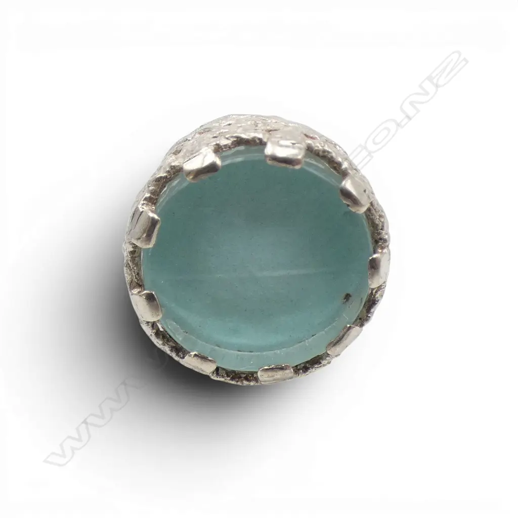 S/SILVER & GLASS DRESS RING 9.5GMS SIZE M Image 1++