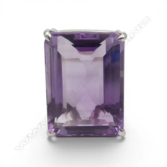 LRG SILVER & AMETHYST RING SIZE Q